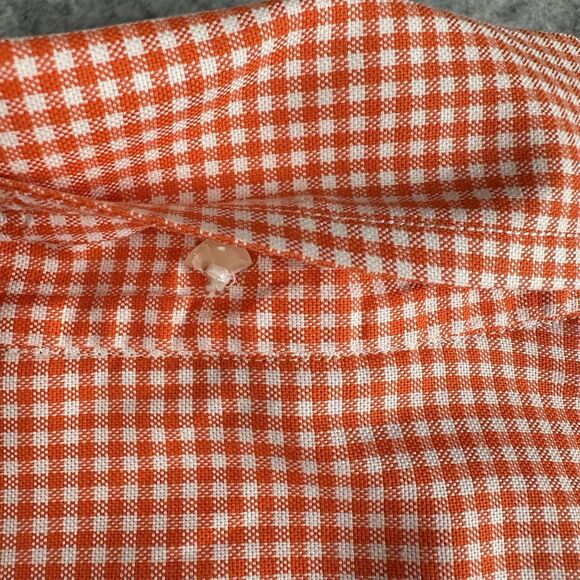 Eton Shirt Mens M Orange Gingham Checkered Contemporary Cotton BD Preppy Pocket* - Picture 12 of 16